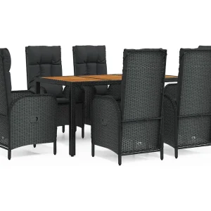 Afragola 7-delige Tuinset met kussens poly rattan zwart Afragola 7-delige Tuinset met kussens poly rattan zwart