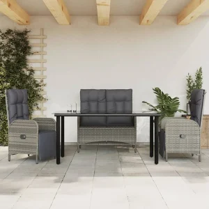 Atlin 4-delige Tuinset met kussens poly rattan grijs Atlin 4-delige Tuinset met kussens poly rattan grijs