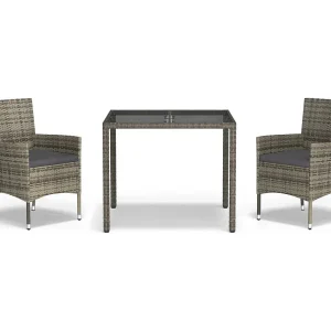 Alceste 3-delige Tuinset met kussens poly rattan grijs Alceste 3-delige Tuinset met kussens poly rattan grijs