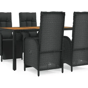 Afragola  5-delige Tuinset met kussens poly rattan zwart