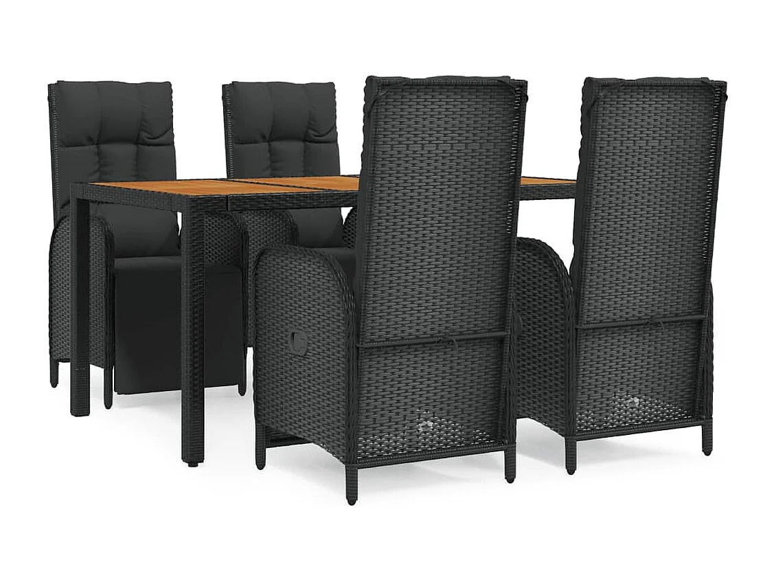 Afragola 5-delige Tuinset met kussens poly rattan zwart