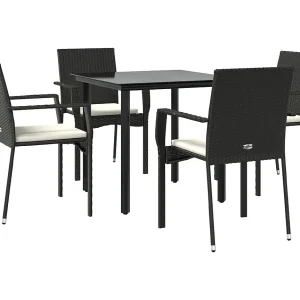 Albert 5-delige Tuinset met kussens poly rattan zwart Albert 5-delige Tuinset met kussens poly rattan zwart