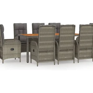 Addison 9-delige Tuinset met kussens poly rattan grijs Addison 9-delige Tuinset met kussens poly rattan grijs
