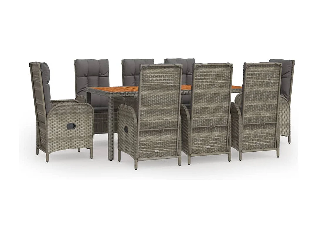 Addison 9-delige Tuinset met kussens poly rattan grijs