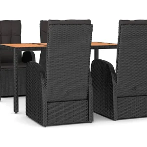 Arvild 5-delige Tuinset met kussens poly rattan zwart Arvild 5-delige Tuinset met kussens poly rattan zwart