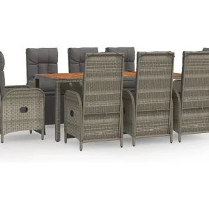 Addison 9-delige Tuinset met kussens poly rattan grijs Addison 9-delige Tuinset met kussens poly rattan grijs