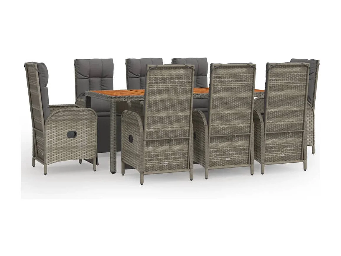 Addison 9-delige Tuinset met kussens poly rattan grijs