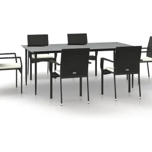 Albert 7-delige Tuinset met kussens poly rattan zwart Albert 7-delige Tuinset met kussens poly rattan zwart