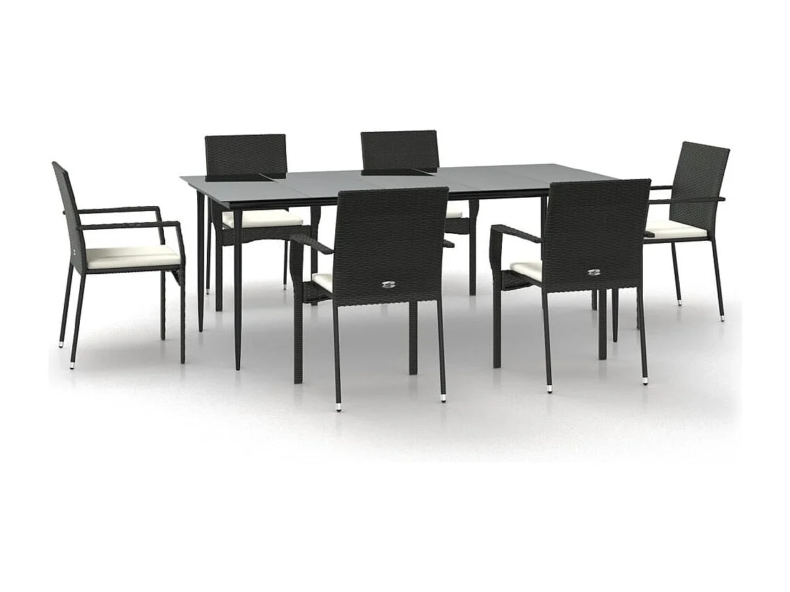 Albert 7-delige Tuinset met kussens poly rattan zwart
