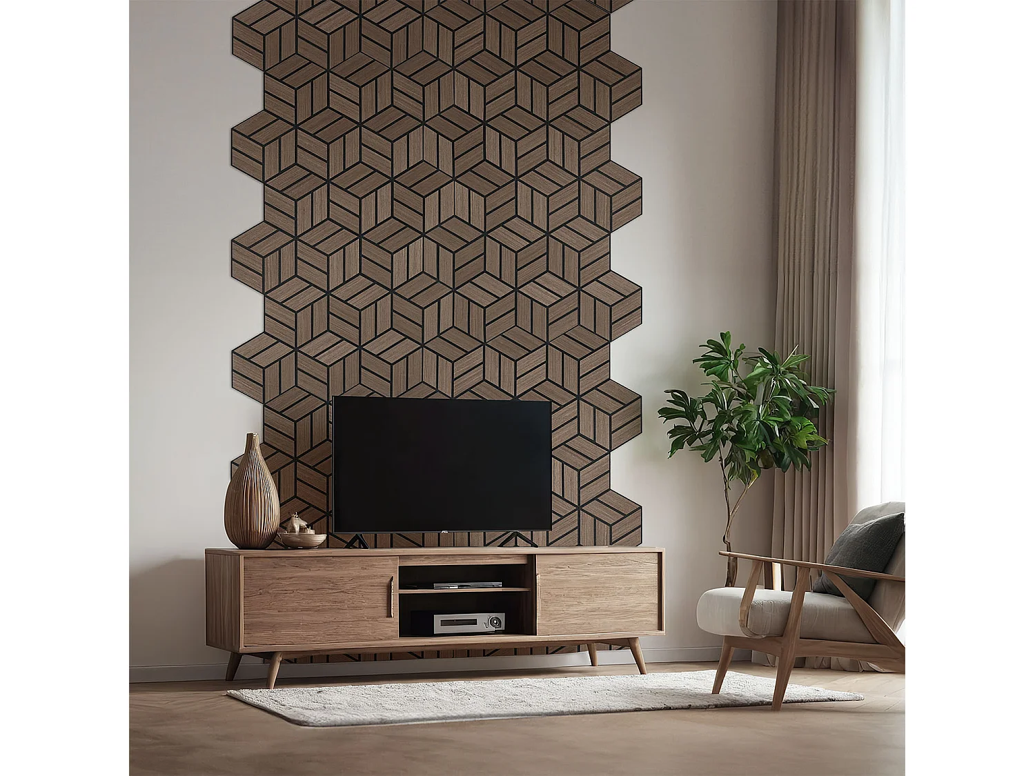 Akoestische panelen 30x26 cm Bruin Zeshoekige Honingraat