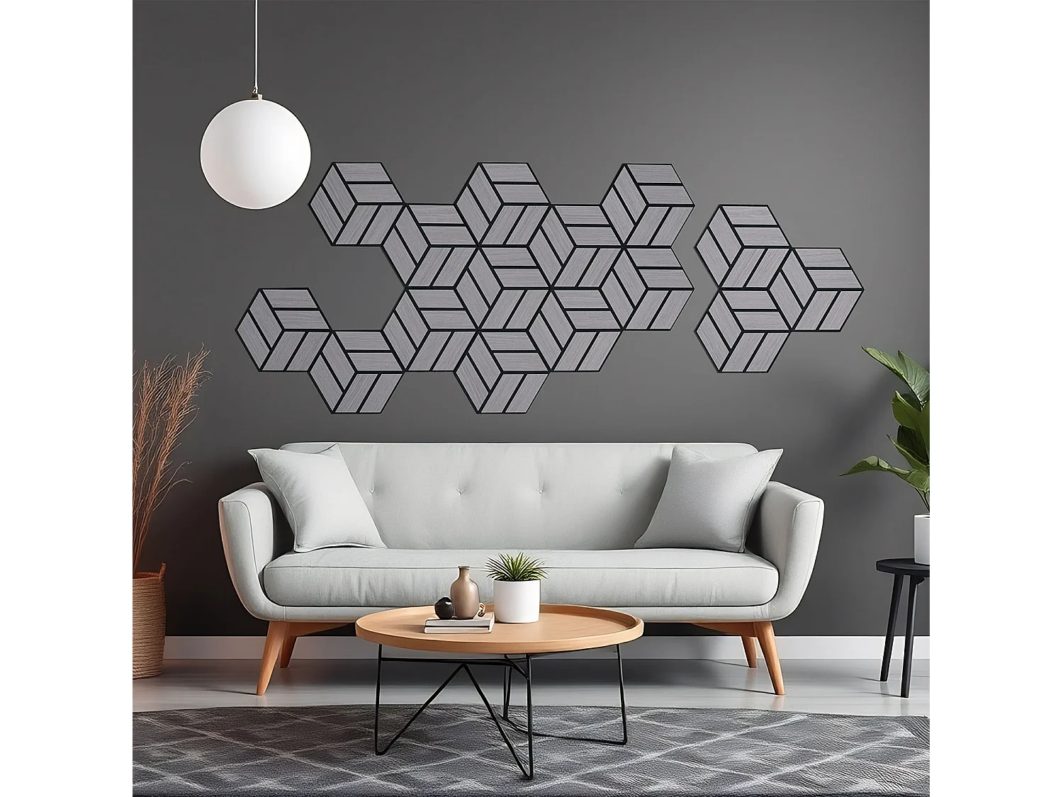 Akoestische panelen 30x26 cm Grijs Zeskantige Honingraat