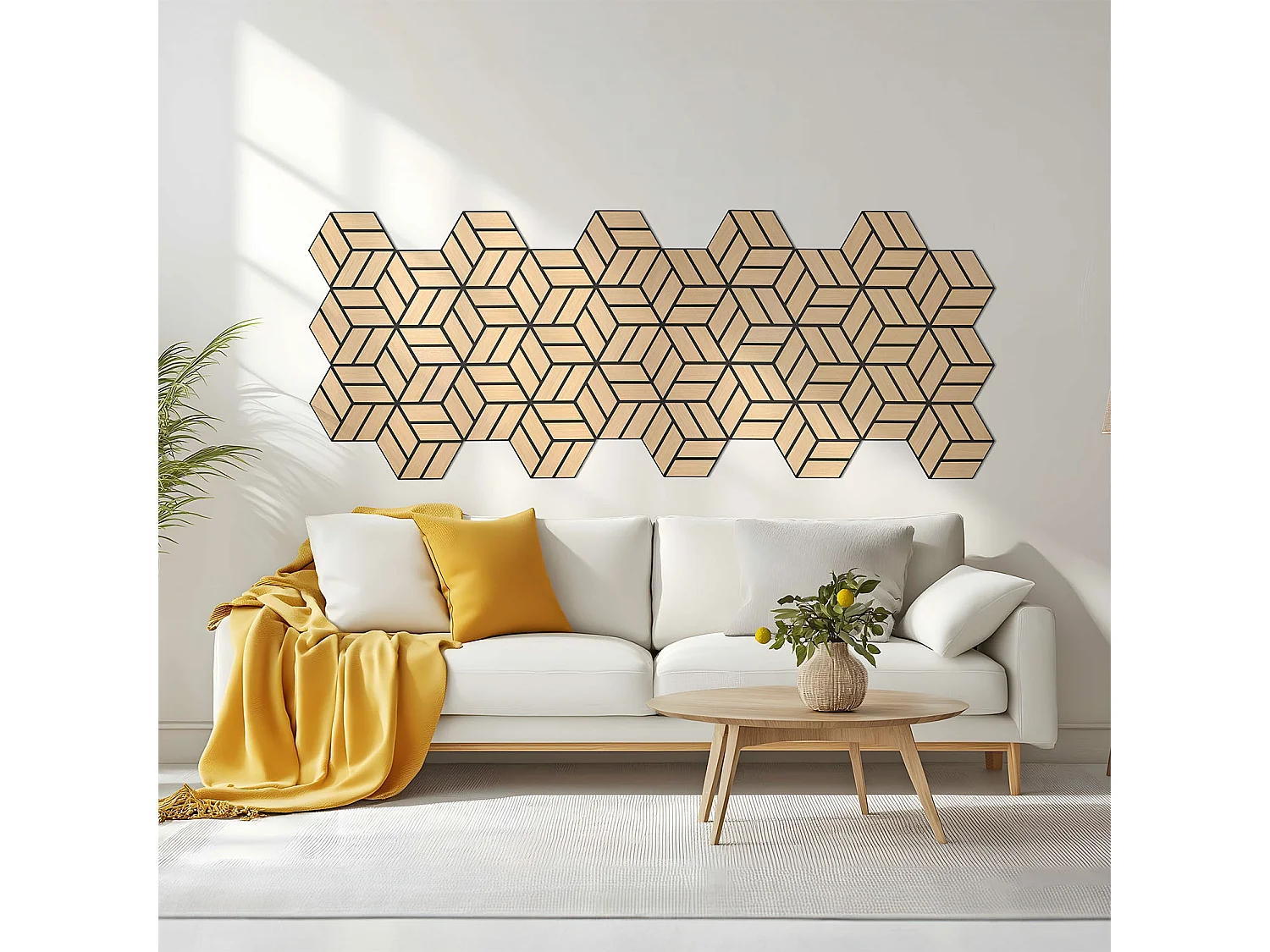 Akoestische panelen 30x26 cm Eiken Zeshoek Honingraat