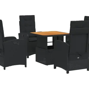 Abington 5-delige Tuinset met kussens poly rattan zwart Abington 5-delige Tuinset met kussens poly rattan zwart