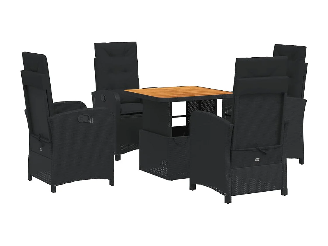 Abington 5-delige Tuinset met kussens poly rattan zwart