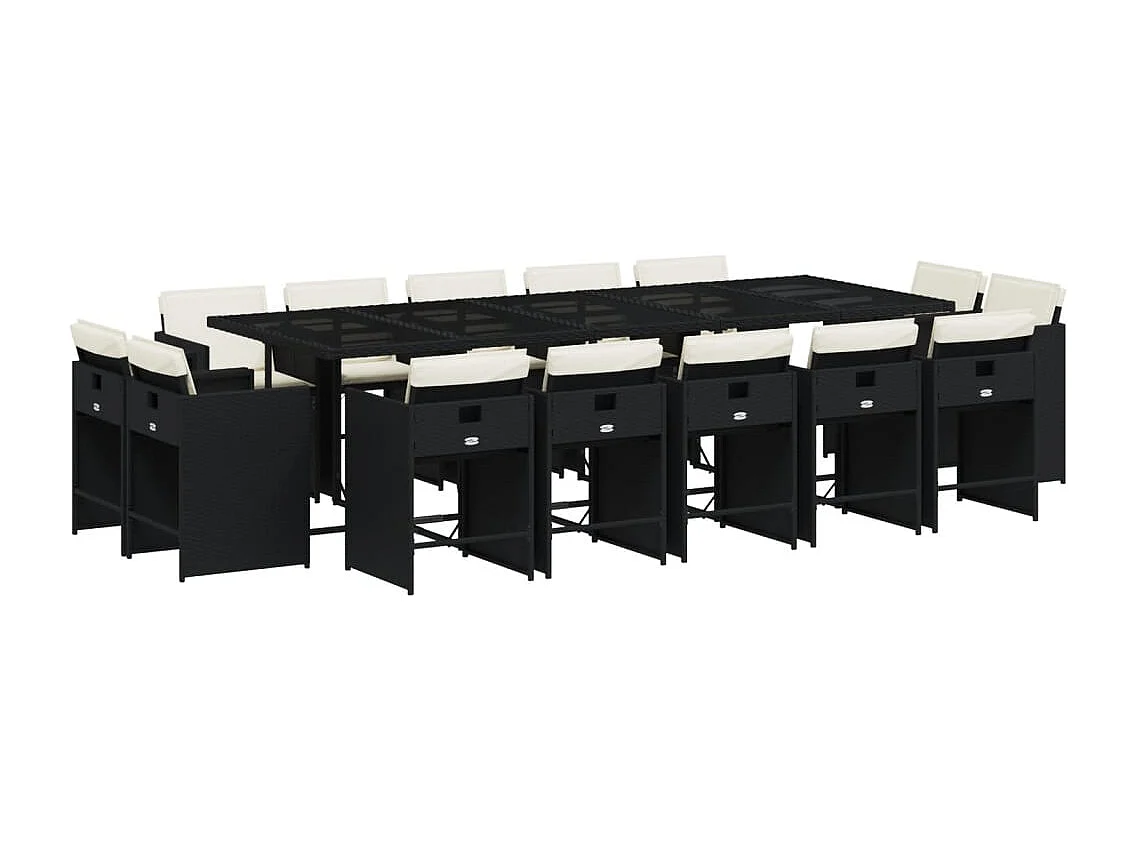 An Daingean 15-delige Tuinset met kussens poly rattan zwart