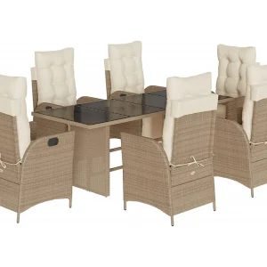 Anselm 7-delige Tuinset met kussens poly rattan beige Anselm 7-delige Tuinset met kussens poly rattan beige