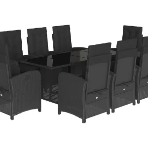 Almkerk  9-delige Tuinset poly rattan zwart