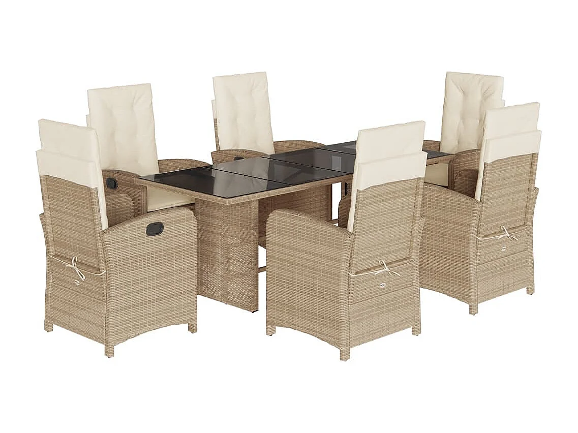 Almkerk 7-delige Tuinset met kussens poly rattan beige