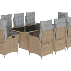 Anselm 9-delige Tuinset met kussens poly rattan gemengd beige Anselm 9-delige Tuinset met kussens poly rattan gemengd beige