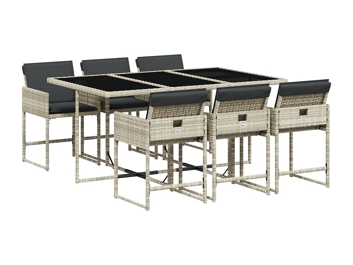 Arlon 7-delige Tuinset met kussens poly rattan grijs