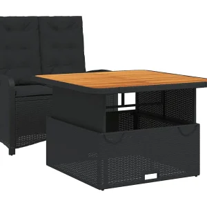 Abington 2-delige Tuinset met kussens poly rattan zwart Abington 2-delige Tuinset met kussens poly rattan zwart
