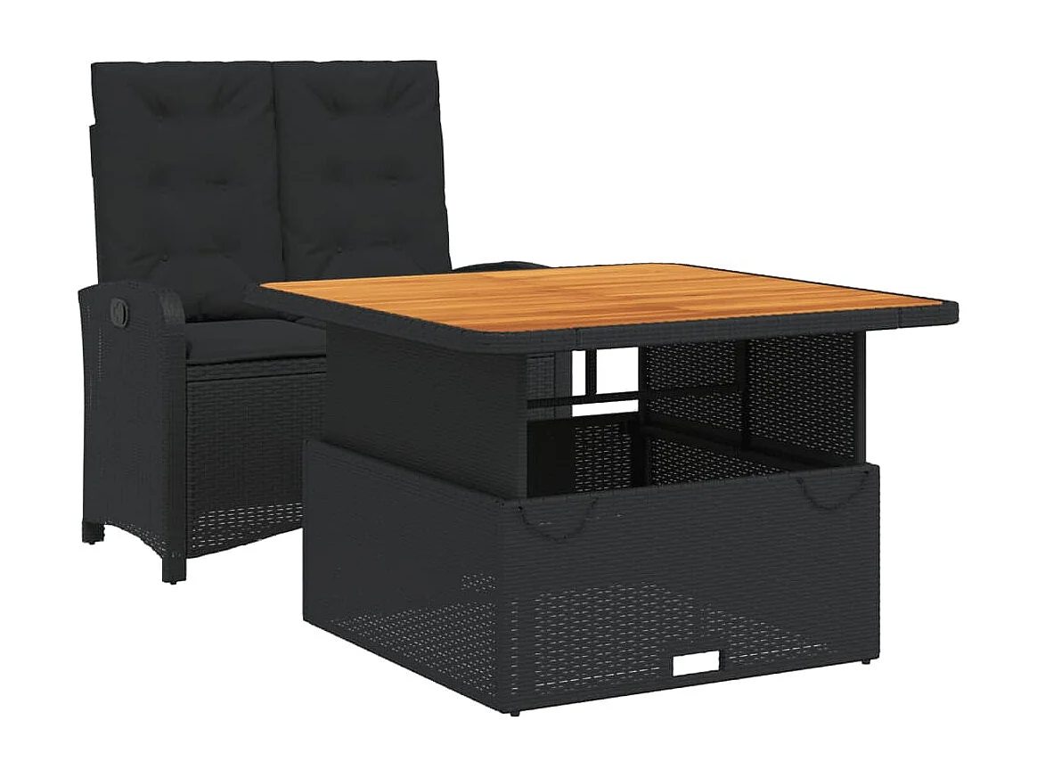 Abington 2-delige Tuinset met kussens poly rattan zwart