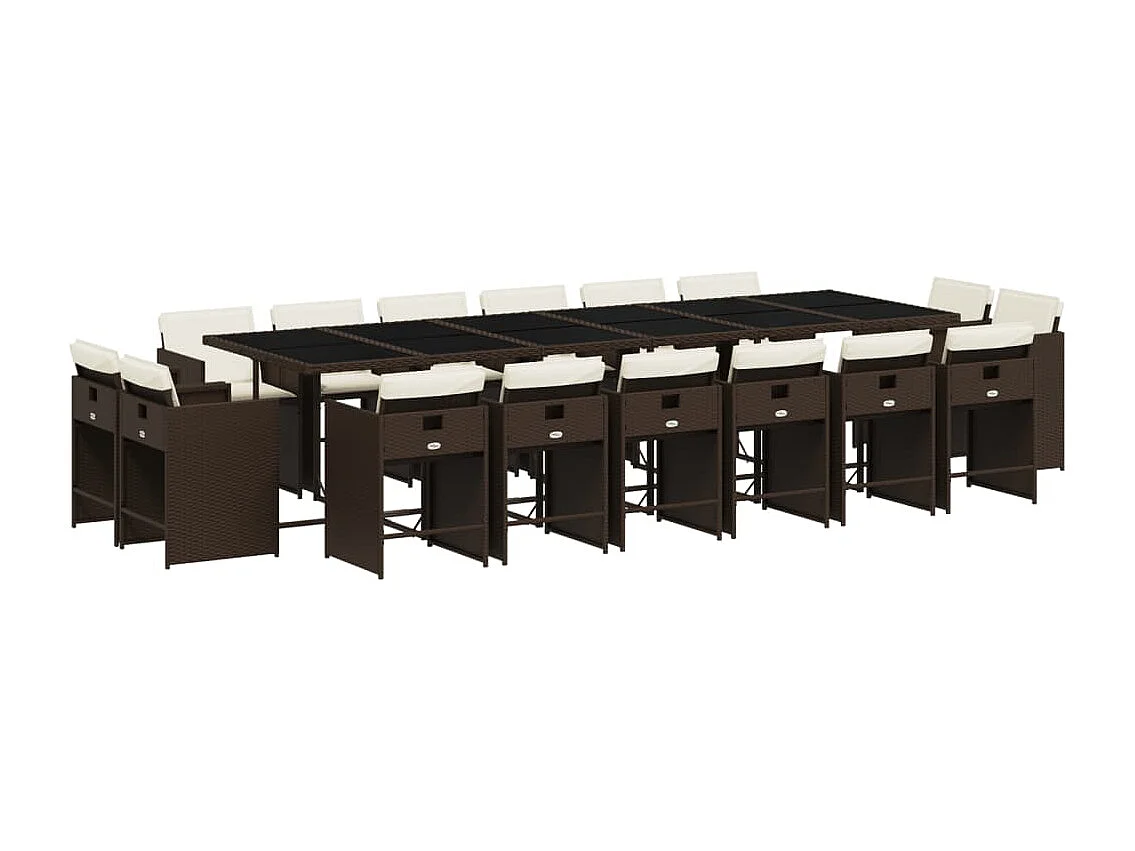 An Daingean 17-delige Tuinset met kussens poly rattan bruin