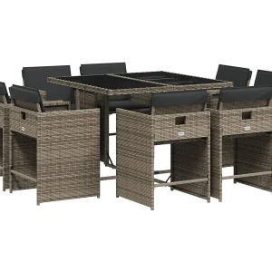 An Daingean 9-delige Tuinset met kussens poly rattan grijs An Daingean 9-delige Tuinset met kussens poly rattan grijs
