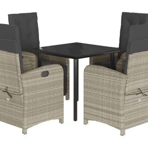 Akira 5-delige Tuinset met kussens poly rattan lichtgrijs Akira 5-delige Tuinset met kussens poly rattan lichtgrijs