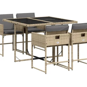 Arlon 5-delige Tuinset met kussens poly rattan gemengd beige Arlon 5-delige Tuinset met kussens poly rattan gemengd beige
