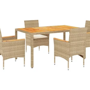 Ana Luisa 5-delige Tuinset met kussens poly rattan en acaciahout beige Ana Luisa 5-delige Tuinset met kussens poly rattan en acaciahout beige