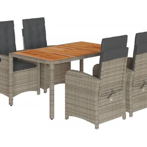 Adrien-Paul 5-delige Tuinset met kussens poly rattan grijs Adrien-Paul 5-delige Tuinset met kussens poly rattan grijs