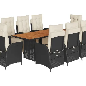 Anselm 9-delige Tuinset poly rattan zwart Anselm 9-delige Tuinset poly rattan zwart