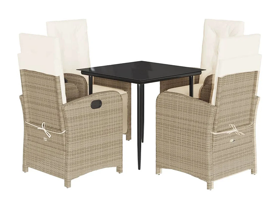 Aalborg 5-delige Tuinset met kussens poly rattan beige