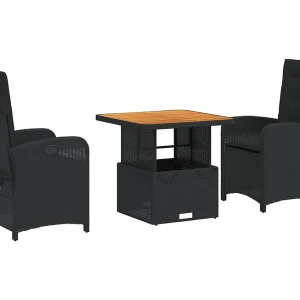 Abington 3-delige Tuinset met kussens poly rattan zwart Abington 3-delige Tuinset met kussens poly rattan zwart