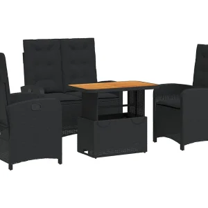 Abington 4-delige Tuinset met kussens poly rattan zwart Abington 4-delige Tuinset met kussens poly rattan zwart