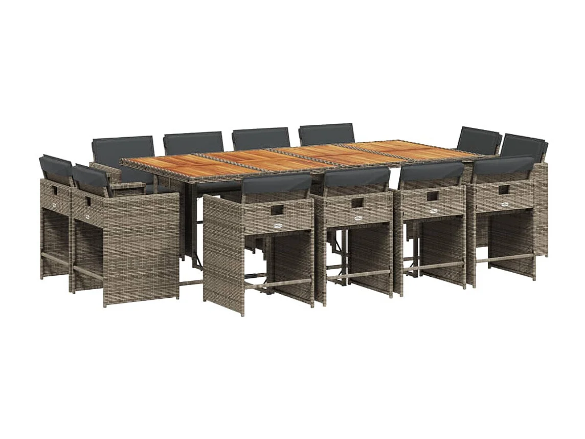An Daingean 13-delige Tuinset met kussens poly rattan grijs