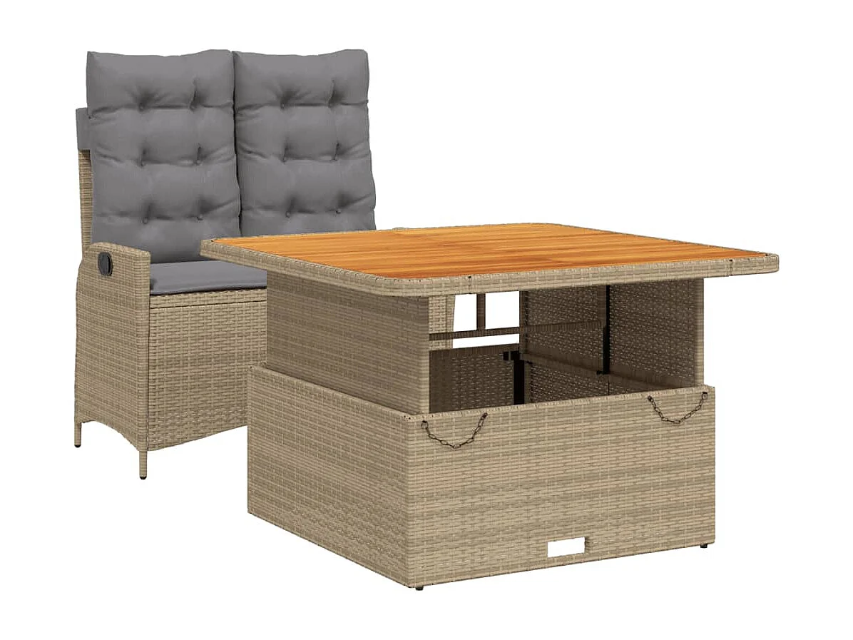 Arde 2-delige Tuinset met kussens poly rattan beige