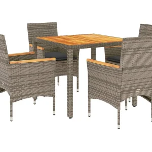 Ana Luisa 5-delige Tuinset met kussens poly rattan en acaciahout grijs Ana Luisa 5-delige Tuinset met kussens poly rattan en acaciahout grijs