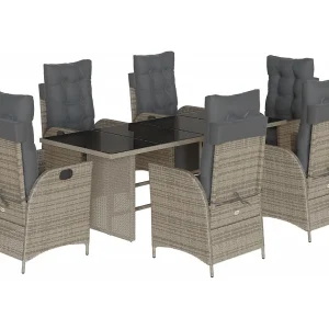 Anselm 7-delige Tuinset met kussens poly rattan grijs Anselm 7-delige Tuinset met kussens poly rattan grijs