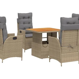 Arde 5-delige Tuinset met kussens poly rattan beige Arde 5-delige Tuinset met kussens poly rattan beige