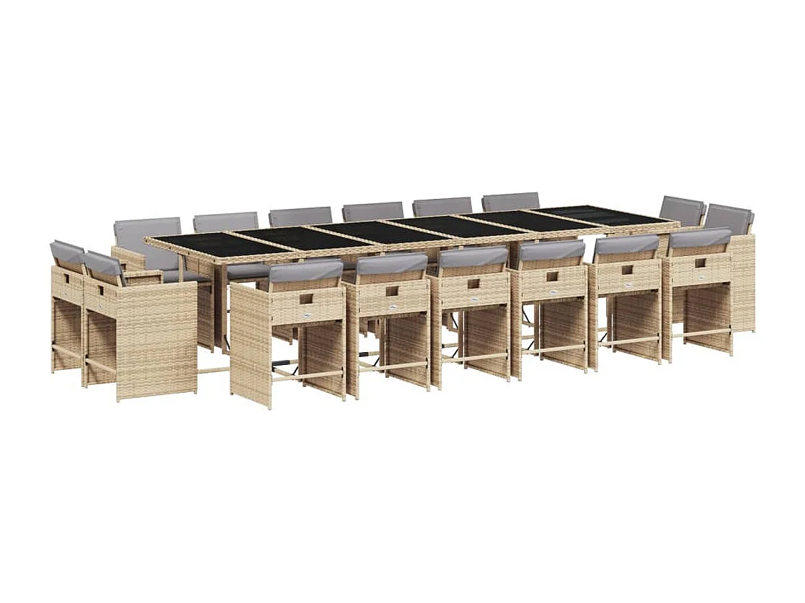 An Daingean 17-delige Tuinset met kussens poly rattan gemengd beige