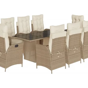 Anselm 9-delige Tuinset met kussens poly rattan beige Anselm 9-delige Tuinset met kussens poly rattan beige