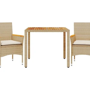 Ana Luisa 3-delige Tuinset met kussens poly rattan en acaciahout beige Ana Luisa 3-delige Tuinset met kussens poly rattan en acaciahout beige