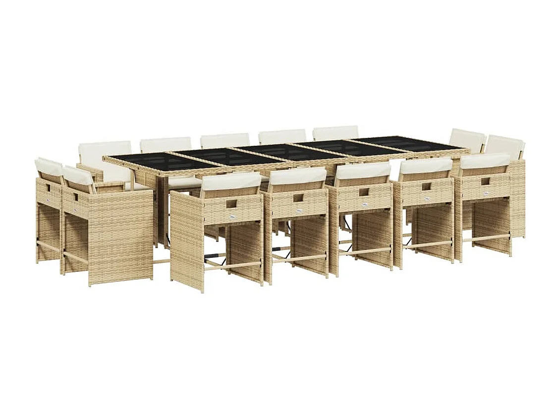 An Daingean 15-delige Tuinset met kussens poly rattan beige