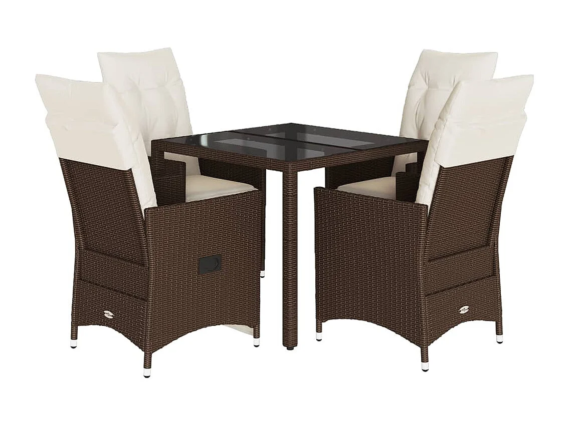 Alden 5-delige Tuinset met kussens poly rattan bruin