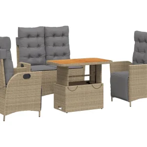 Arde 4-delige Tuinset met kussens poly rattan beige Arde 4-delige Tuinset met kussens poly rattan beige