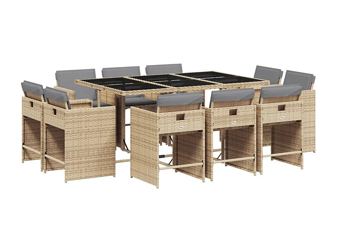 An Daingean 11-delige Tuinset met kussens poly rattan gemengd beige