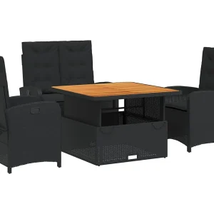 Abington 4-delige Tuinset met kussens poly rattan zwart Abington 4-delige Tuinset met kussens poly rattan zwart