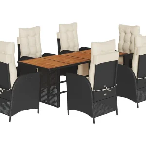 Anselm 7-delige Tuinset met kussens poly rattan zwart Anselm 7-delige Tuinset met kussens poly rattan zwart